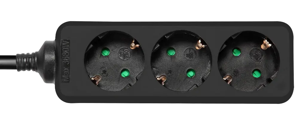 Power Strip 3, 1.5m, Black