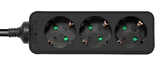 [EDE-BLK-3el1.5m] Grenuttag 3, 1.5m, svart