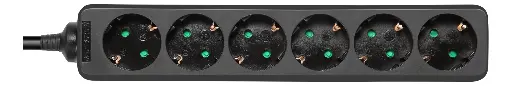 [EDE-BLK-6el3m] Power Strip 6, 3m, Black